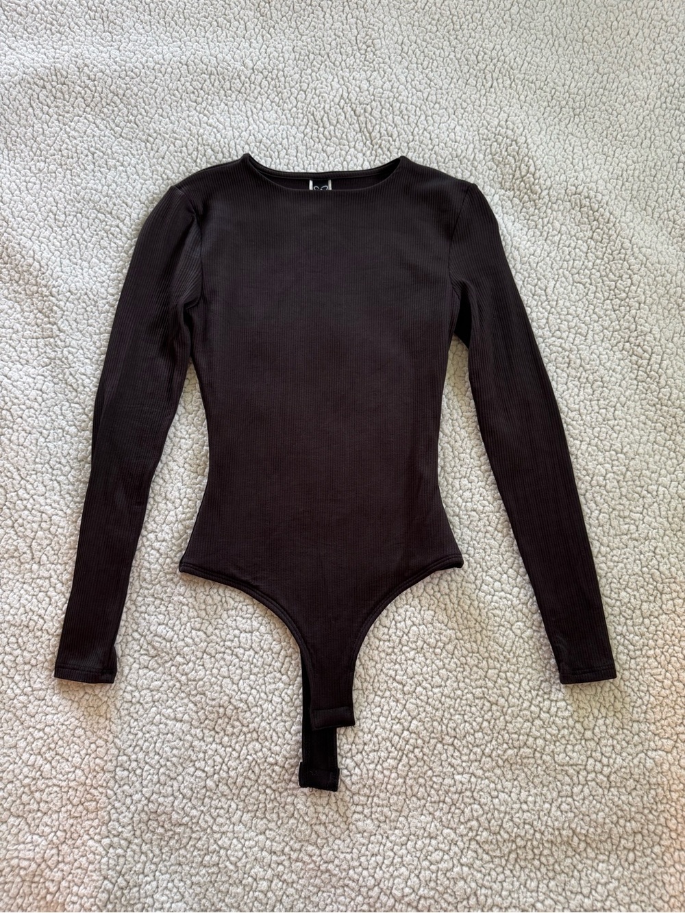Windsor Black Ribbed Long-Sleeve Bodysuit